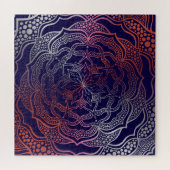 Vibrant Mandala Boho Chic Elegant Navy Roos Gold Legpuzzel (Horizontaal)