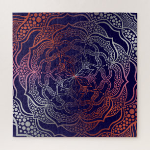 Vibrant Mandala Boho Chic Elegant Navy Roos Gold Legpuzzel