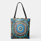 Vibrant Mandala Dot Pattern Tote Bag with Blue and (Achterkant)