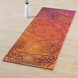Vibrant Mandala Flower Boho Stylish Bright Oranje Yogamat