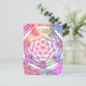 Vibrant Mandala kleurrijk Roze Stijlvol legant Briefkaart (Staand voorkant)