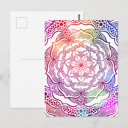 Vibrant Mandala kleurrijk Roze Stijlvol legant Briefkaart (Voorkant / Achterkant)