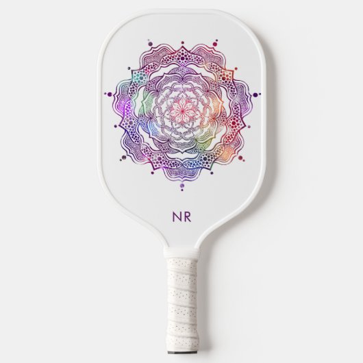 Vibrant Mandala Sacred Geometry Aangepast monogram Pickleball Paddle (Voorkant)