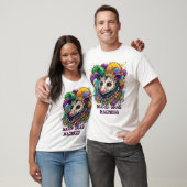 Vibrant Mardi Gras possum in jester mask and beads T-shirt (Unisex)