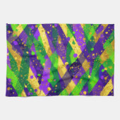Vibrant Mardi Gras Purple Green Gold Cool Stripes  Theedoek (Horizontaal)