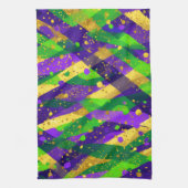 Vibrant Mardi Gras Purple Green Gold Cool Stripes  Theedoek (Verticaal)
