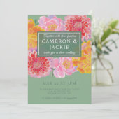 Vibrant Marigold and Zinnia Wedding Kaart (Staand voorkant)