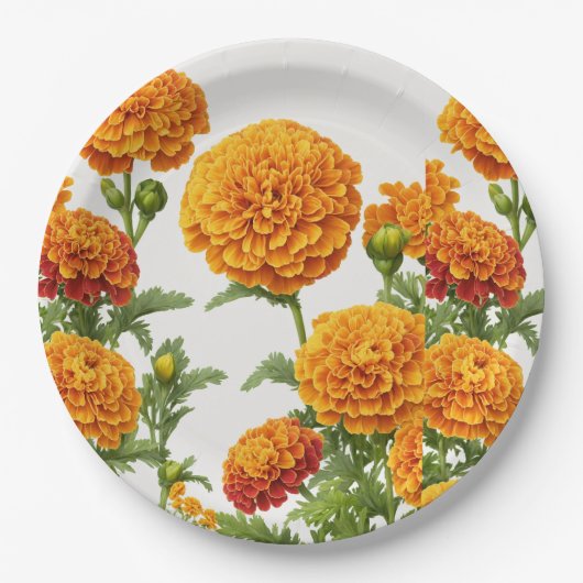 "Vibrant Marigold Print Papieren Borden . Bordje (Voorkant)