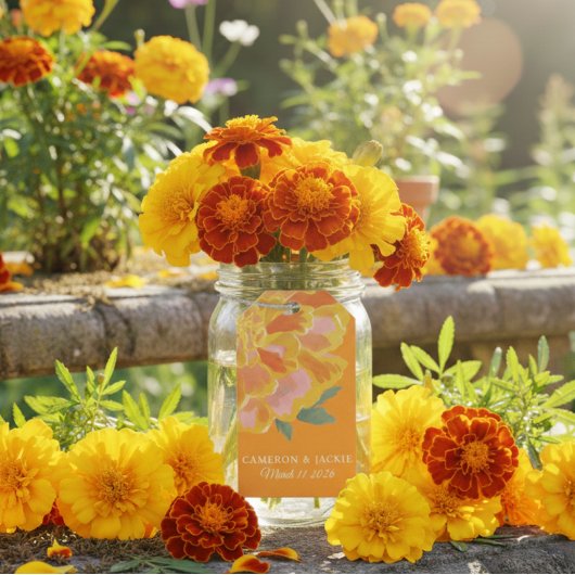 Vibrant Marigold Summer Wedding Gift Tag Cadeaulabel