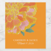 Vibrant Marigold Summer Wedding Gift  Wijn Etiket (Enkel label)
