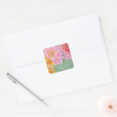 Vibrant Marigold Zinnia Summer Wedding Vierkante Sticker (Envelop)