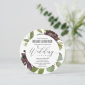 VIBRANT MAROON GREEN BLOOM FOLIAGE BUNCH WEDDING KAART (Staand voorkant)