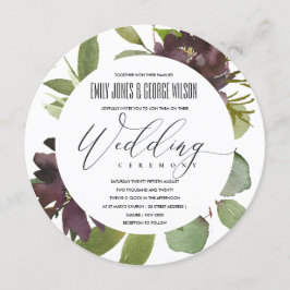 VIBRANT MAROON GREEN BLOOM FOLIAGE BUNCH WEDDING KAART