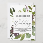VIBRANT MAROON GREEN BLOOM FOLIAGE BUNCH WEDDING KAART (Voorkant)