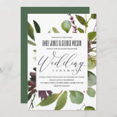 VIBRANT MAROON GREEN BLOOM FOLIAGE BUNCH WEDDING KAART (Voorkant / Achterkant)