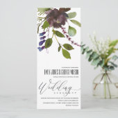 VIBRANT MAROON GREEN BLOOM FOLIAGE BUNCH WEDDING KAART (Staand voorkant)