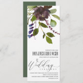 VIBRANT MAROON GREEN BLOOM FOLIAGE BUNCH WEDDING KAART (Voorkant / Achterkant)