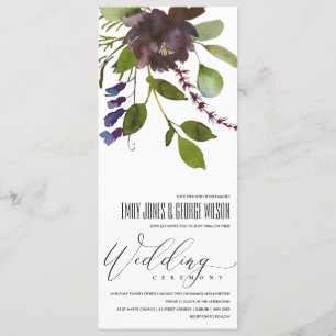 VIBRANT MAROON GREEN BLOOM FOLIAGE BUNCH WEDDING KAART
