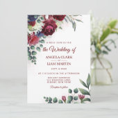 Vibrant Marsala, Blush Pink, Navy Floral Kaart (Staand voorkant)