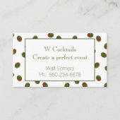 Vibrant Martini Olives Bartender Business Card Visitekaartje (Voorkant)