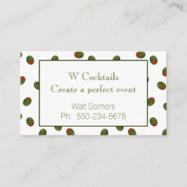 Vibrant Martini Olives Bartender Business Card Visitekaartje