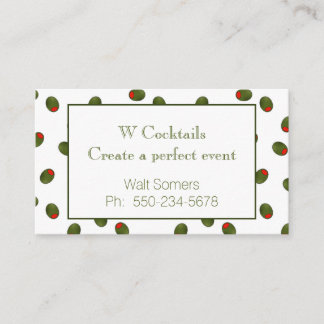 Vibrant Martini Olives Bartender Business Card Visitekaartje