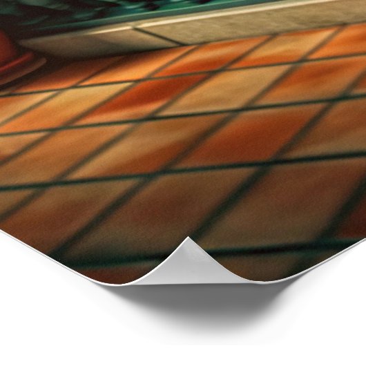 Vibrant Mediterranean Balcony Sea View Art Poster (Hoek)