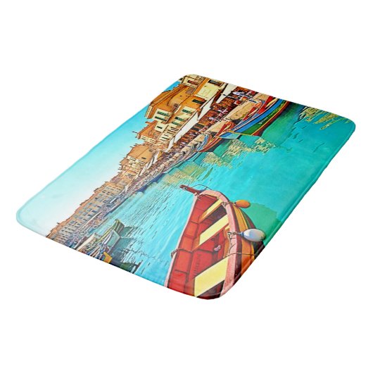 Vibrant Mediterranean Port Life Design Badmat (Gekanteld)