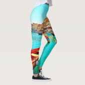 Vibrant Mediterranean Port Life Design Leggings (Rechts)