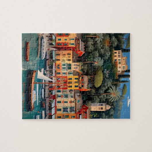 Vibrant Mediterranean Seaside Village Puzzle Legpuzzel (Horizontaal)