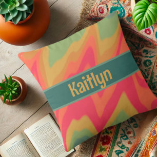 Vibrant Meisje Glam Rainbow Gepersonaliseerd Kussen