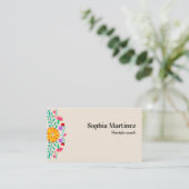 Vibrant Mexican Fiesta Floral Champagne Visitekaartje (Staand voorkant)