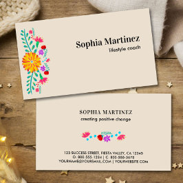 Vibrant Mexican Fiesta Floral Champagne Visitekaartje