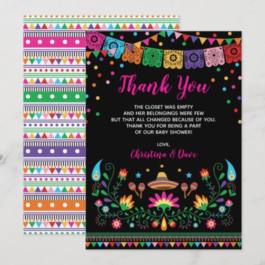 Vibrant Mexican Fiesta Nacho Gemiddelde Baby showe Bedankkaart (Voorkant / Achterkant)