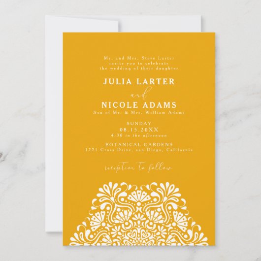 Vibrant Mexican Fiesta Rainbow Mandala Wedding Kaart (Voorkant)