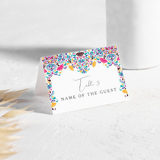 Vibrant Mexican Fiesta Rainbow Wedding Place Card Kaart