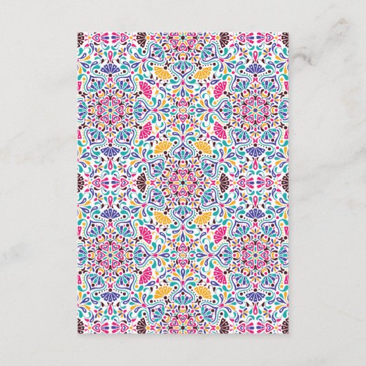 Vibrant Mexican Fiesta Style Rainbow Wedding Informatiekaartje (Achterkant)