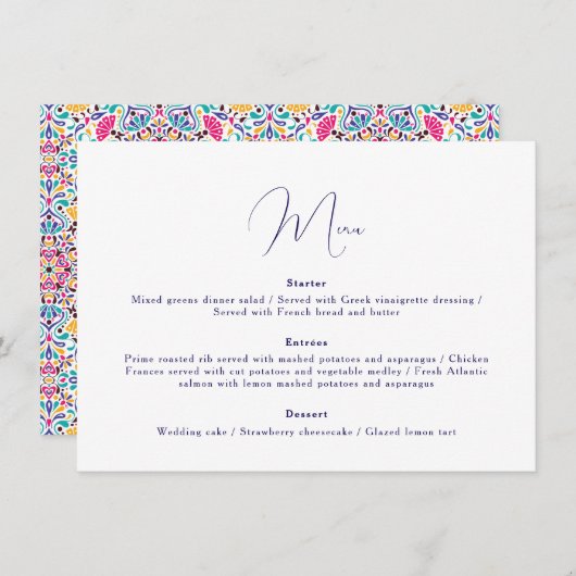 Vibrant Mexican Fiesta Style Rainbow Wedding Menu (Voorkant / Achterkant)