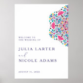 Vibrant Mexican Fiesta Style Rainbow Wedding Poster (Voorkant)