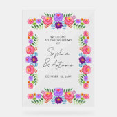 Vibrant Mexican Floral Fiesta Wedding Acryl Bord (Voorkant)