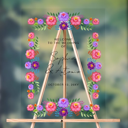 Vibrant Mexican Floral Fiesta Wedding Acryl Bord (Neutraal)
