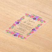 Vibrant Mexican Floral Fiesta Wedding Acryl Uitnodigingen (Laagn)