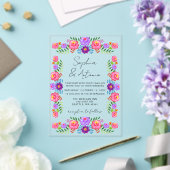 Vibrant Mexican Floral Fiesta Wedding Acryl Uitnodigingen (Insitu (Huwelijk))