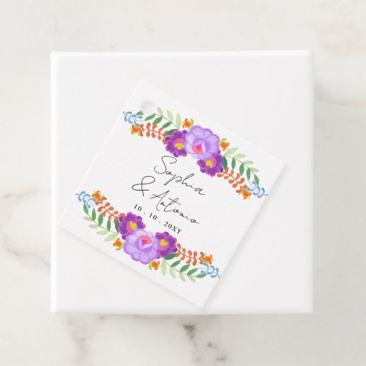 Vibrant Mexican Floral Fiesta Wedding Bedankjes Labels (In situ)