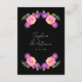Vibrant Mexican Floral Fiesta Wedding Informatiekaartje (Achterkant)