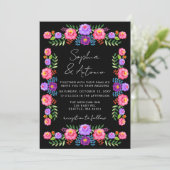 Vibrant Mexican Floral Fiesta Wedding Kaart (Staand voorkant)