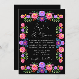 Vibrant Mexican Floral Fiesta Wedding Kaart