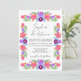 Vibrant Mexican Floral Fiesta Wedding Kaart