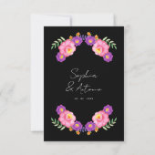 Vibrant Mexican Floral Fiesta Wedding QR code RSVP Kaartje (Achterkant)