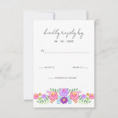 Vibrant Mexican Floral Fiesta Wedding RSVP Kaartje (Voorkant)